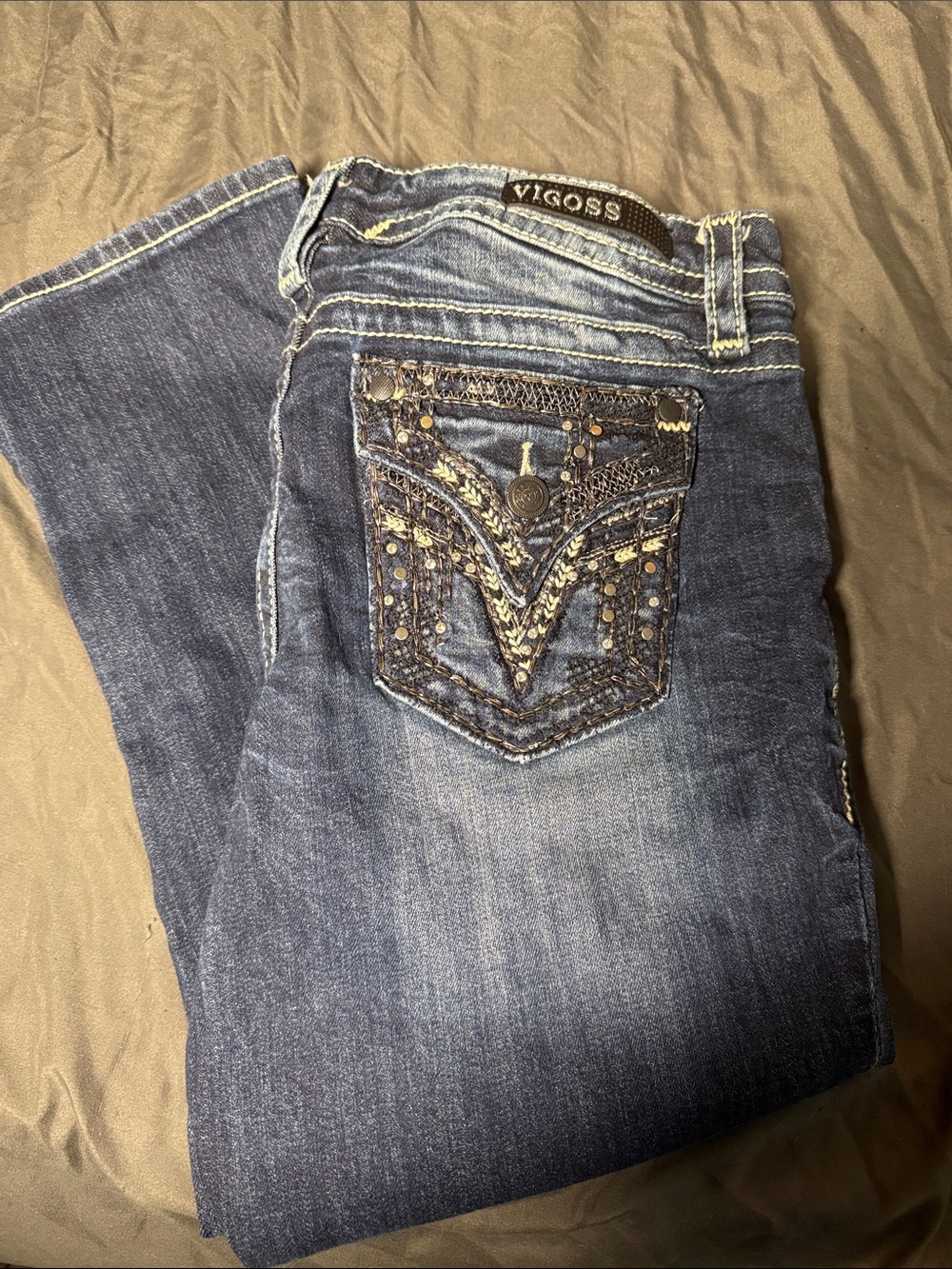 Vigoss Women's Medium Dark Blue Skinny Jean capri with Contrast Stitching - Picture 2 of 3